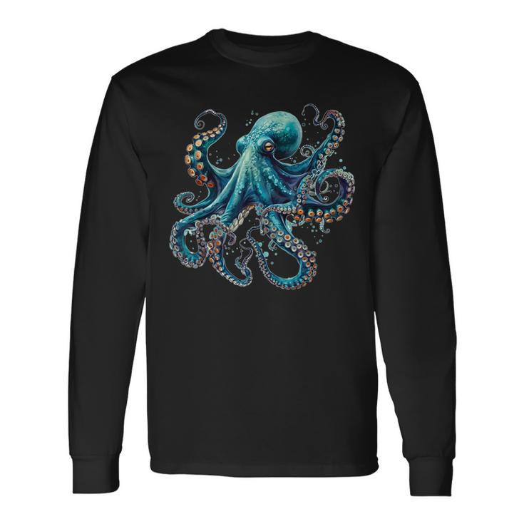 Cool Blue Octopus Long Sleeve T-Shirt