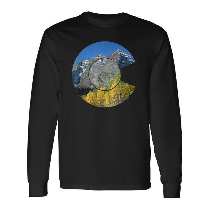 Cool Colorado State Flag Aspen Maroon Bells Long Sleeve T-Shirt