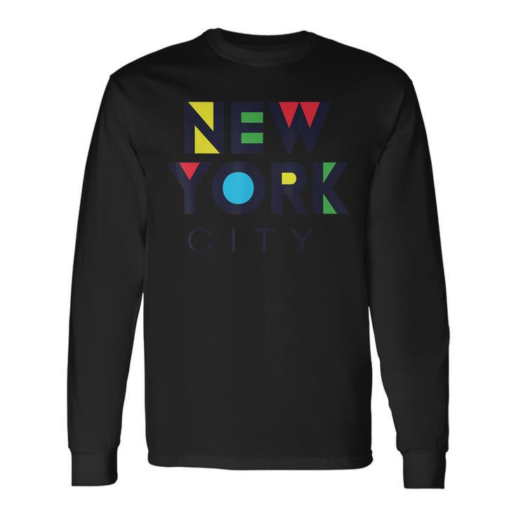 Cool Colorful New York City Illustration Graphic Long Sleeve T-Shirt
