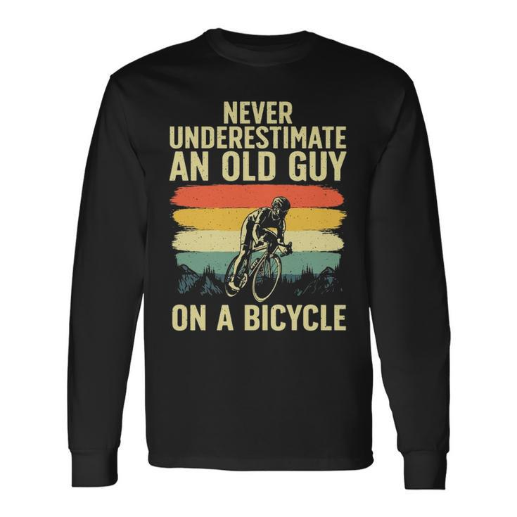 Cool Cycling Art For Men Grandpa Bicycle Riding Cycle Racing Long Sleeve T-Shirt