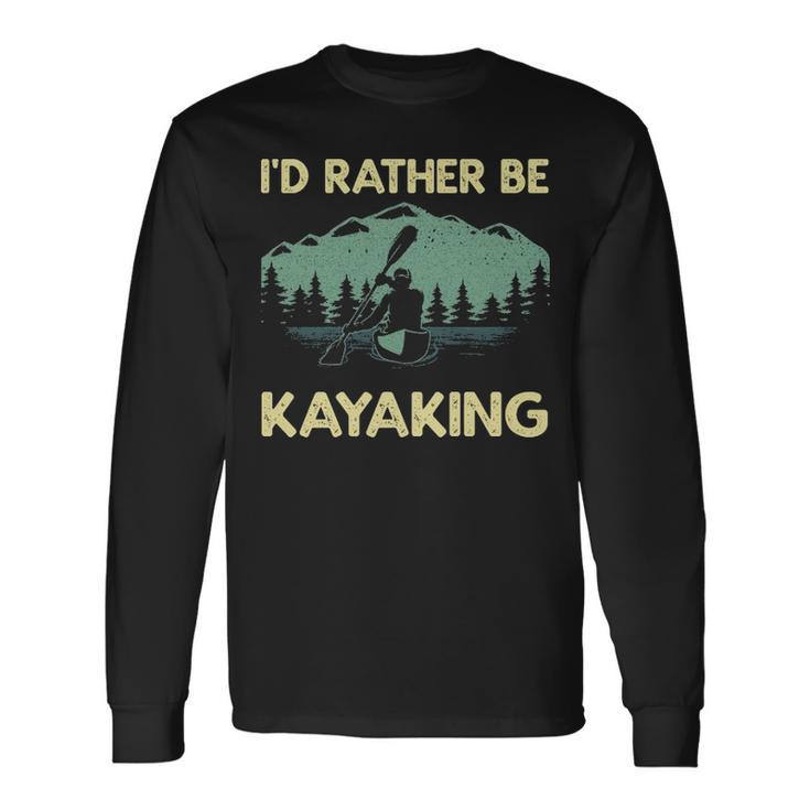 Cool Kayaking Art For Men Women Kayak Paddle Boating Kayaker Long Sleeve T-Shirt