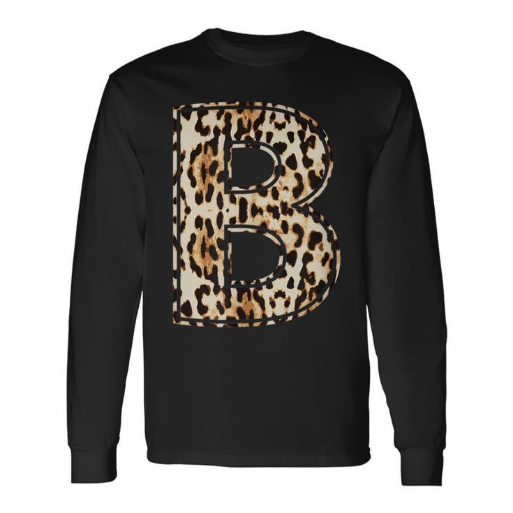 Cool Letter B Initial Name Leopard Cheetah Print Long Sleeve T-Shirt