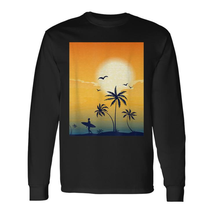 Cool Ocean Scene Beach Surf Long Sleeve T-Shirt