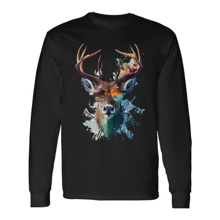 Cool Stag With Sunglasses Langarmshirts Geschenkideen