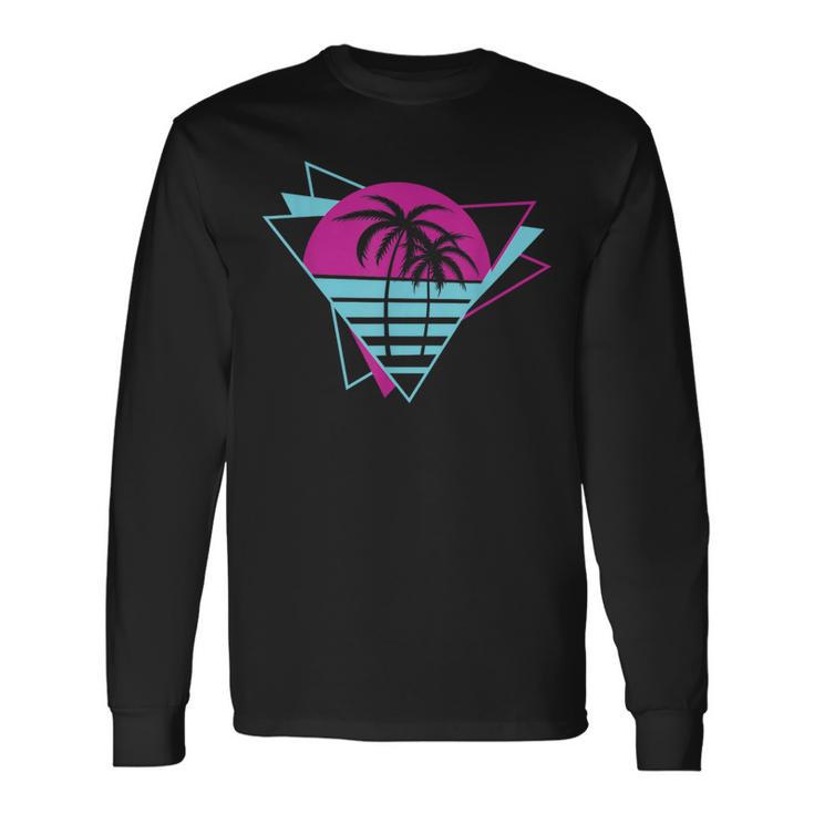 Cooler Synthie 80Er Synthwave Sonnenuntergang Retro- Langarmshirts Geschenkideen