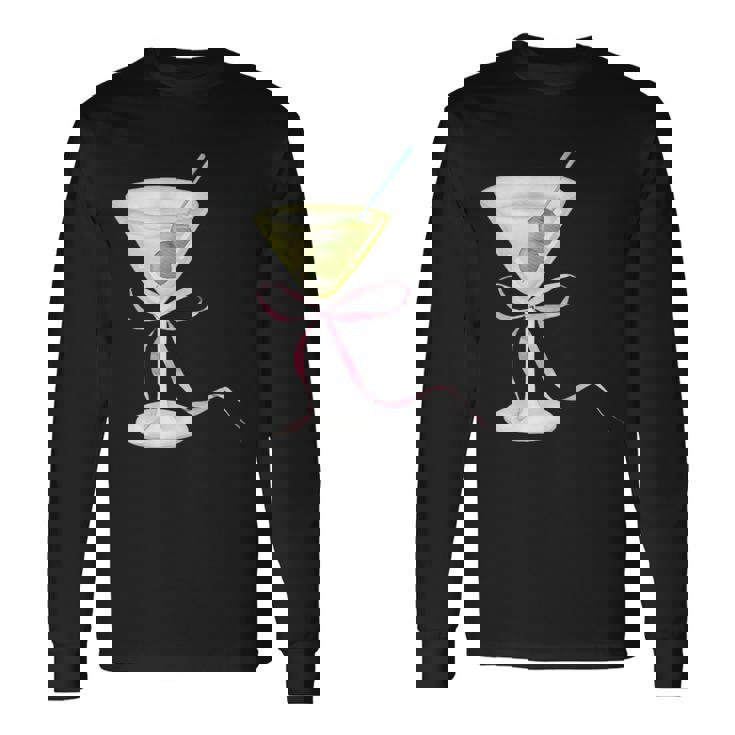 Coquette Bow With Martini Coquette Aesthetic Long Sleeve T-Shirt