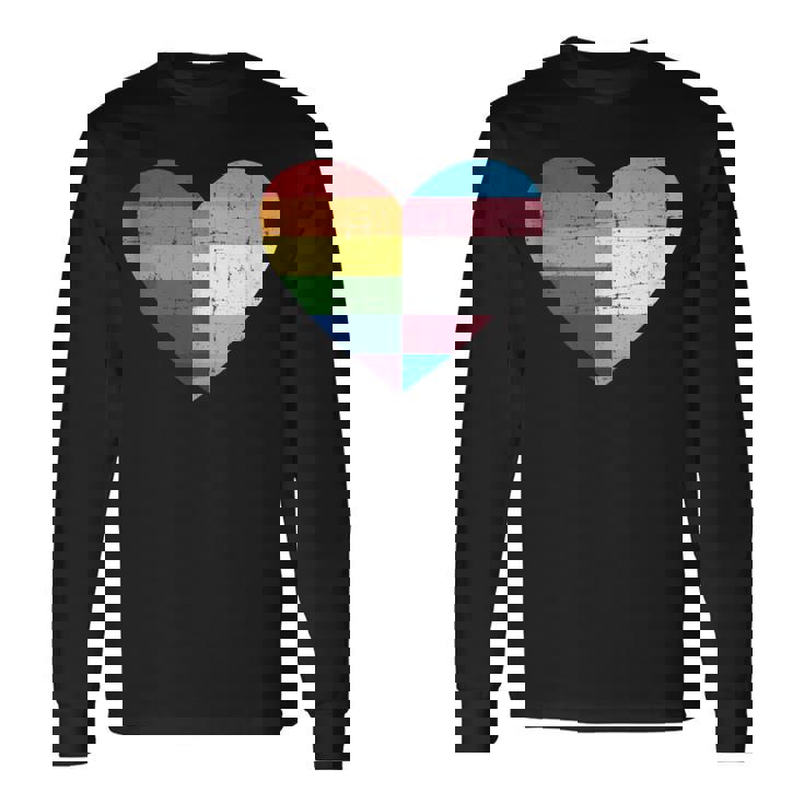 Corazón Con Arco Iris Y Bandera Transgénero Sin Mangas Camiseta de manga larga
