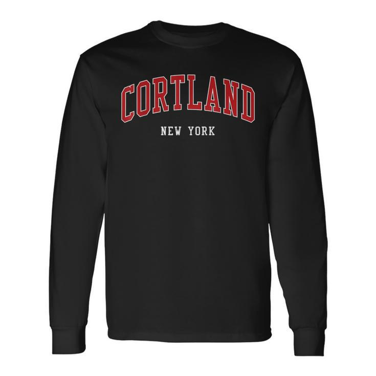 Cortland New York Varsity Sports Style Long Sleeve T-Shirt