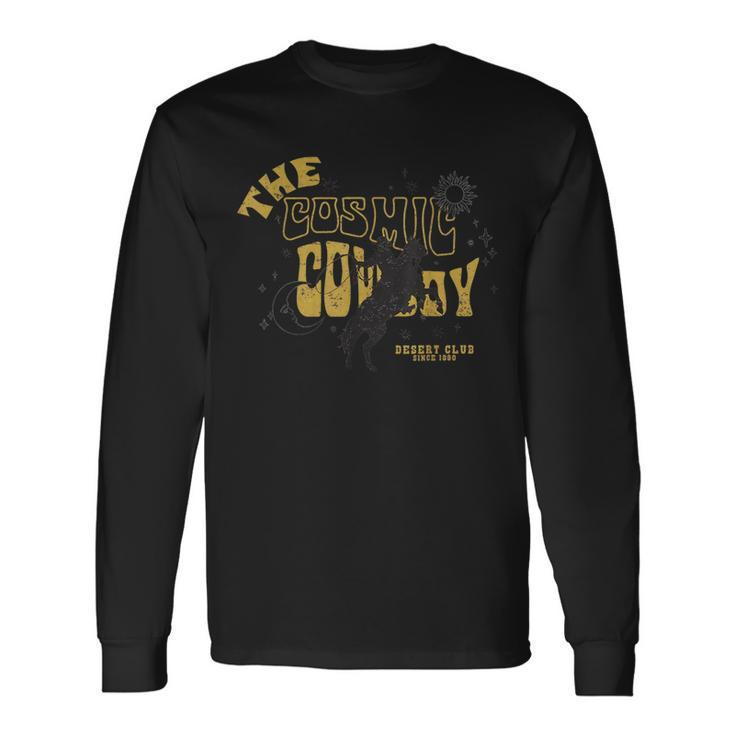The Cosmic Cowboy Celestial Western Graphic Vintage Retro Long Sleeve T-Shirt Gifts ideas