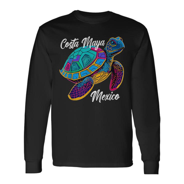 Costa Maya Mexico Turtle Sea Tropical Souvenir Travel Sea Long Sleeve T-Shirt