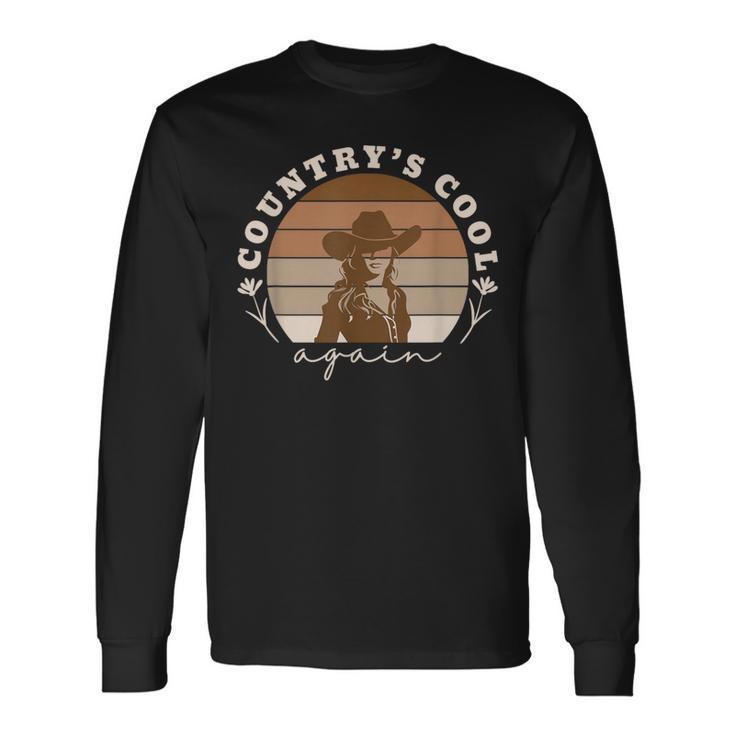 Country’S Cool Again Cowgirl Wildflowers And Wild Horses Long Sleeve T-Shirt