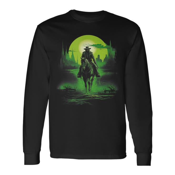 Cowboy Horseback Riding Saloon Gunfight Sheriff Long Sleeve T-Shirt