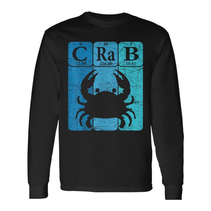 Crab Periodic Table Elements Seafood Crabbing Retro Crabber Long Sleeve T-Shirt