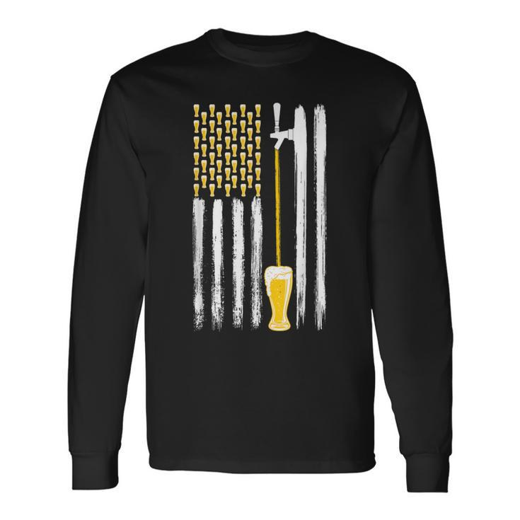 Craft Beer American Flag Usa 4Th July Alcohol Brew Brewery Long Sleeve T-Shirt