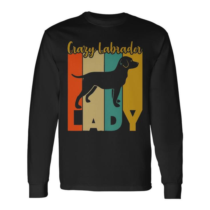Crazy Labrador Retriever Lady Vintage Long Sleeve T-Shirt