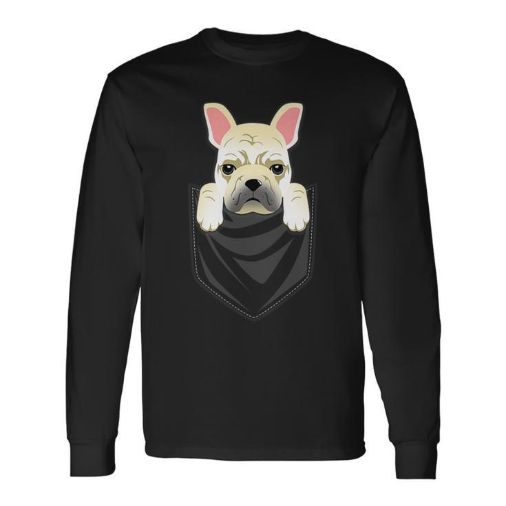 Cream French Bulldog Pocket Graphic Dog Long Sleeve T-Shirt Gifts ideas