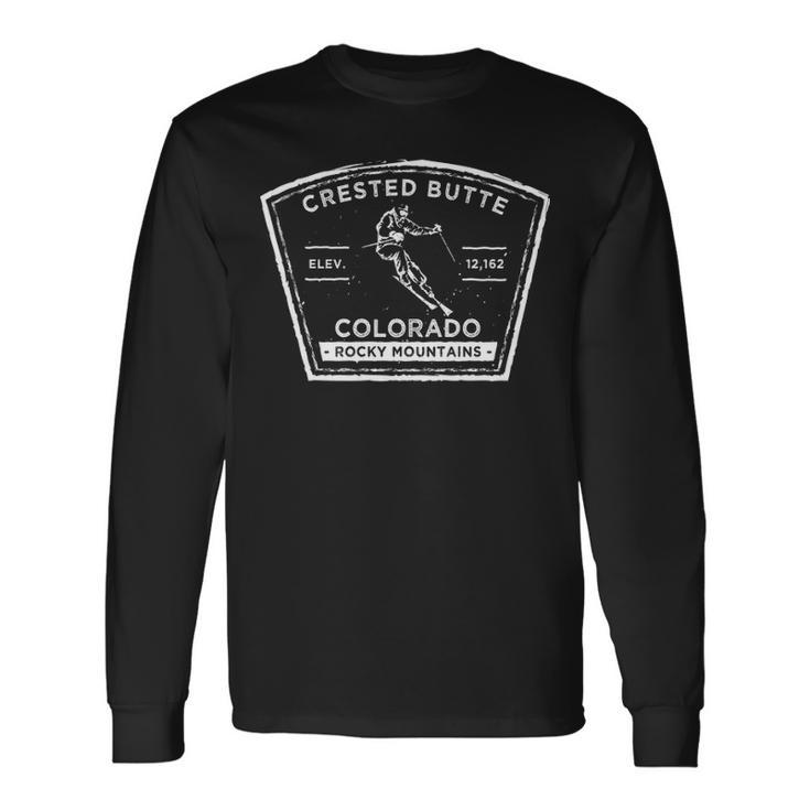 Crested Butte Colorado Snow Skiing Long Sleeve T-Shirt