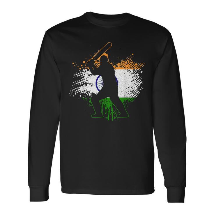 Cricket Player Indian Flag Vintage Cricket India Long Sleeve T-Shirt |  Seseable CA