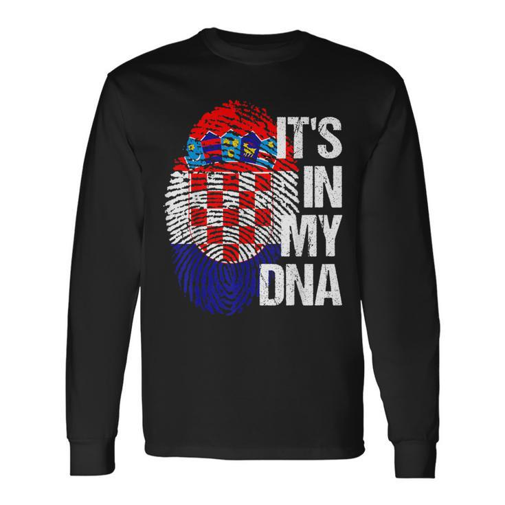 Croatia Hrvatska Flag Home Roots Fingerprint Dna Langarmshirts Geschenkideen