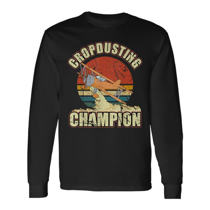 Cropdusting Champion Vintage Gag For Men Long Sleeve T-Shirt