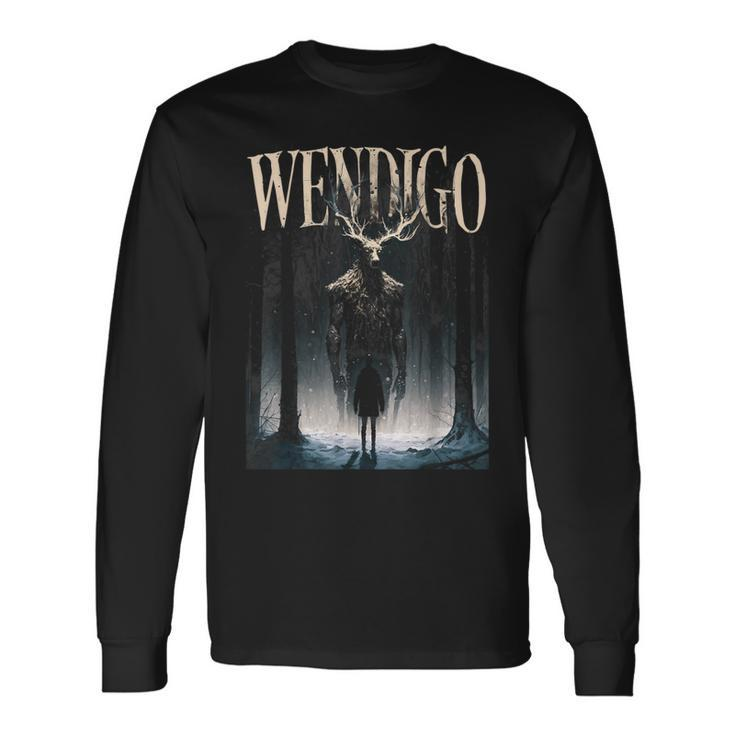 Cryptid Wendigo Ghost Of The Forest Graphic Long Sleeve T-Shirt