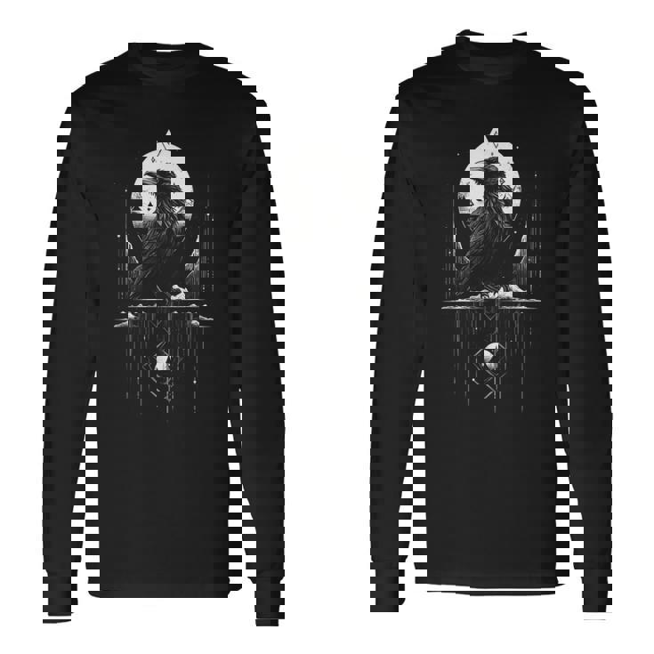 Cuervo Cuervo Pájaro Oscuro Brujería Presagios Camiseta de manga larga