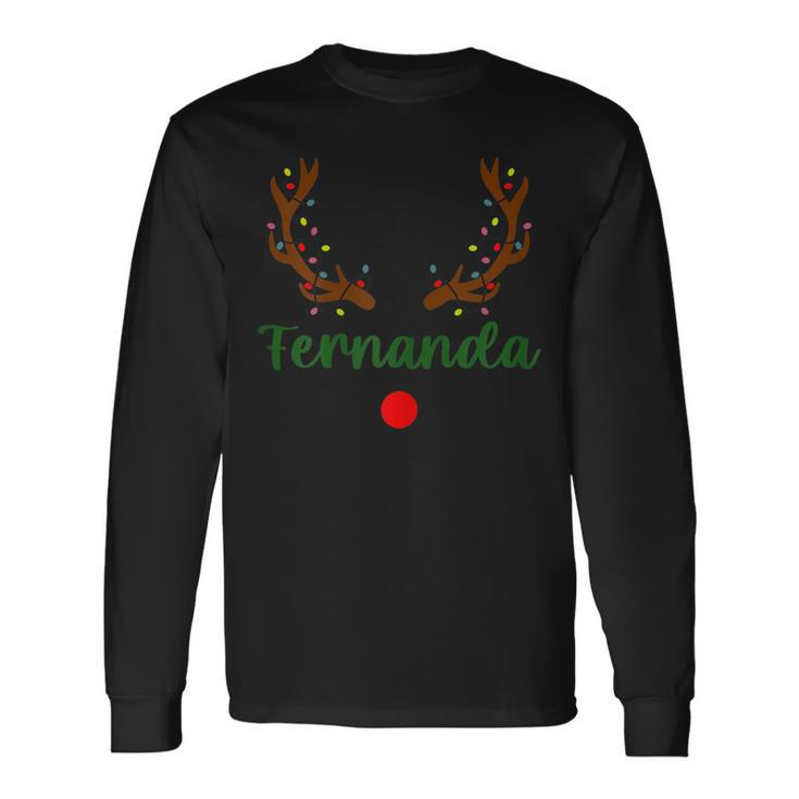 Custom Name Christmas Matching Family Pajama Fernanda Long Sleeve T-Shirt