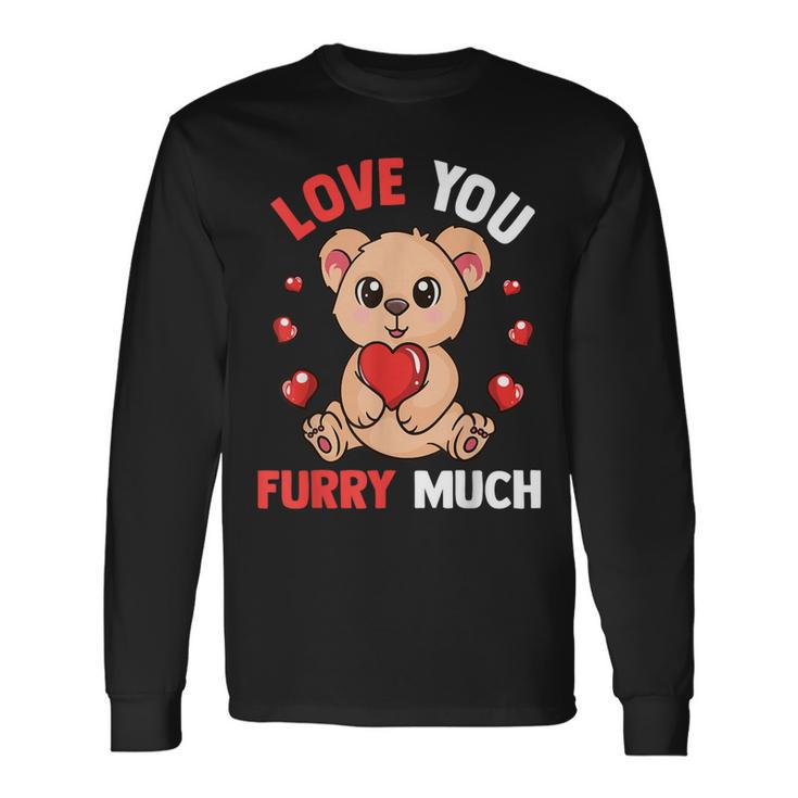 Cute Bear With Hearts For Girls Who Love Bears Valentine Day Long Sleeve T-Shirt