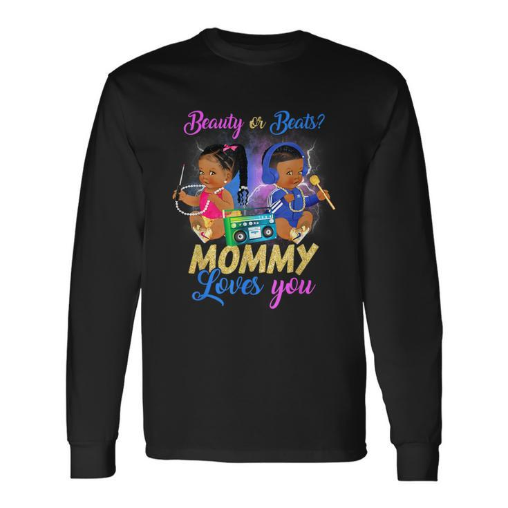 Cute Beauty Or Beat Mommy Loves You Gender Reveal Party Long Sleeve T-Shirt Gifts ideas