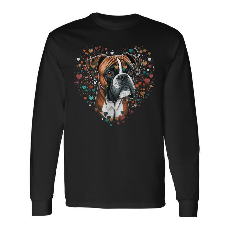 Cute Boxer Dog On Boxer Dog Lover Long Sleeve T-Shirt