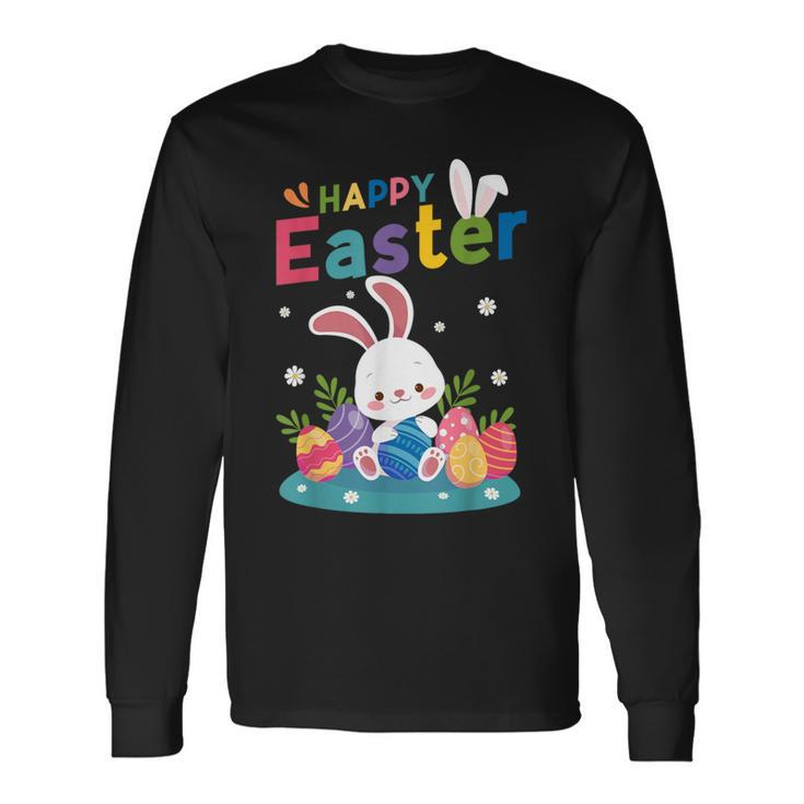 Cute Bunny Eggs Easter Camping Happy Easter Day 2024 Long Sleeve T-Shirt