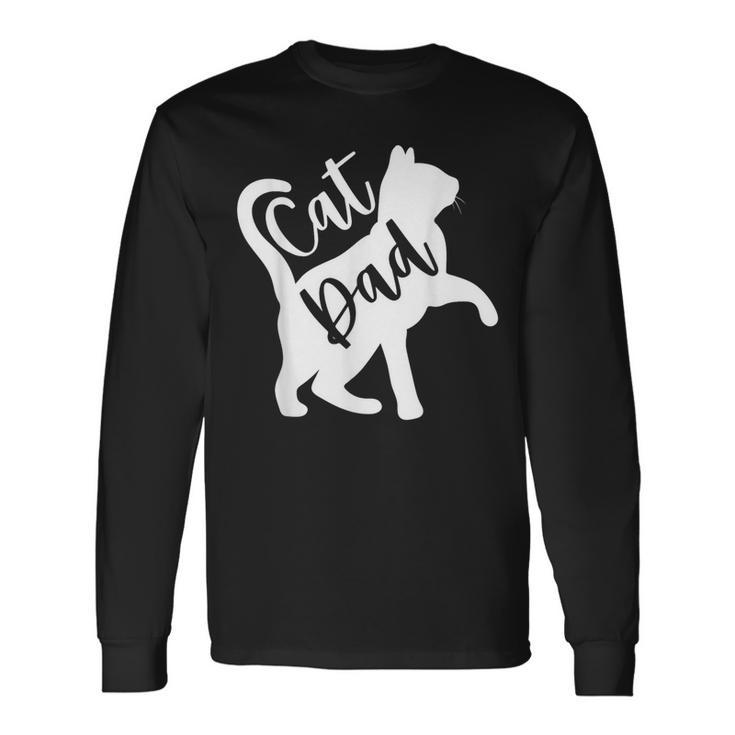 Cute Cat Dad Fathers Day Kitty Daddy Papa Long Sleeve T-Shirt