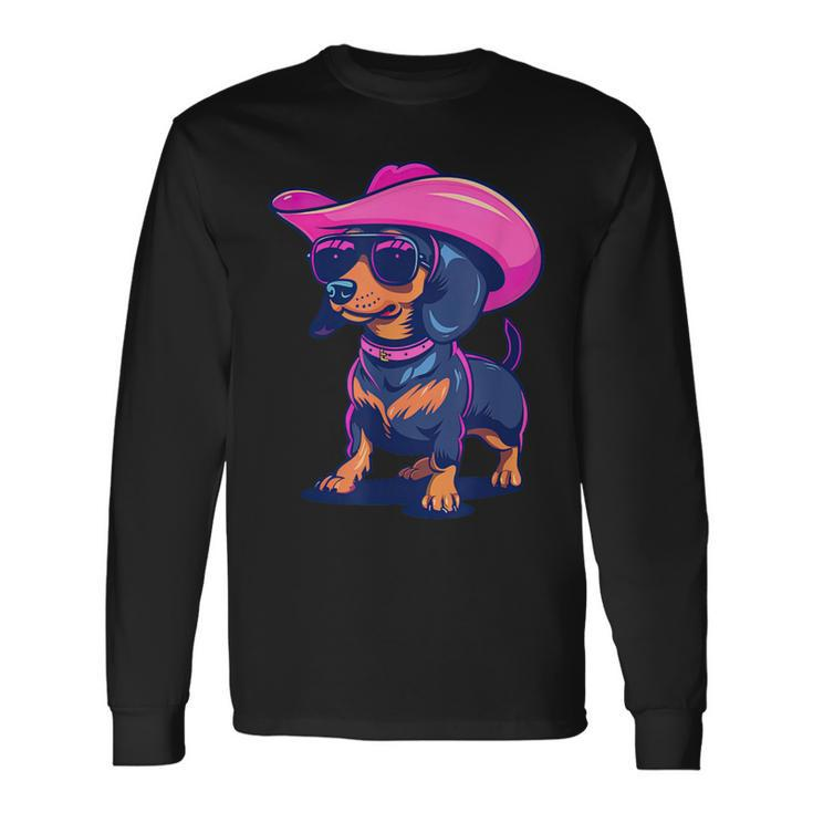 Cute Dachshund Pink Cowboy Hat Wiener Sausage Dog Puppy Long Sleeve T-Shirt