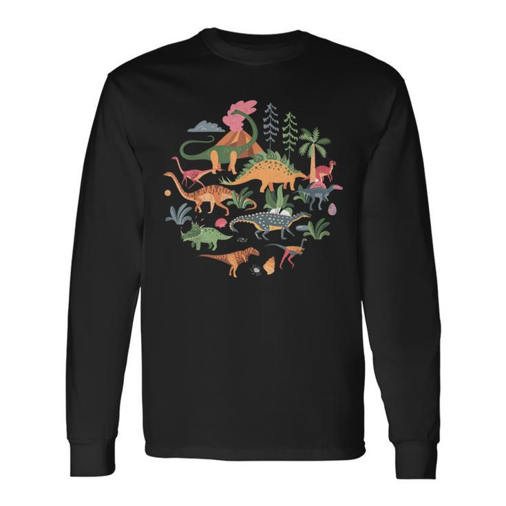 Cute Dinosaurs Illustration Dino Collection Classic Long Sleeve T-Shirt