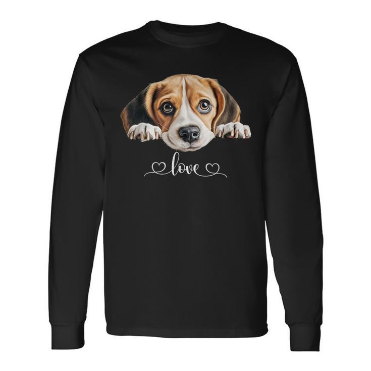 Cute Dog Graphic Love Beagle Puppy Dog Long Sleeve T-Shirt