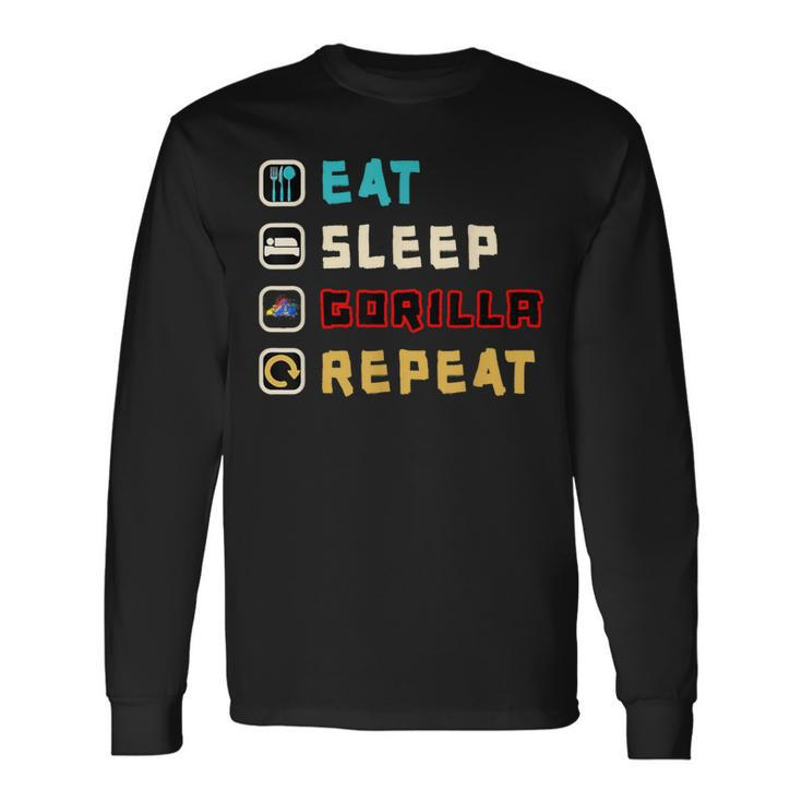 Cute Eat Sleep Gorilla Repeat Monke Tag Vr Gamer Long Sleeve T-Shirt