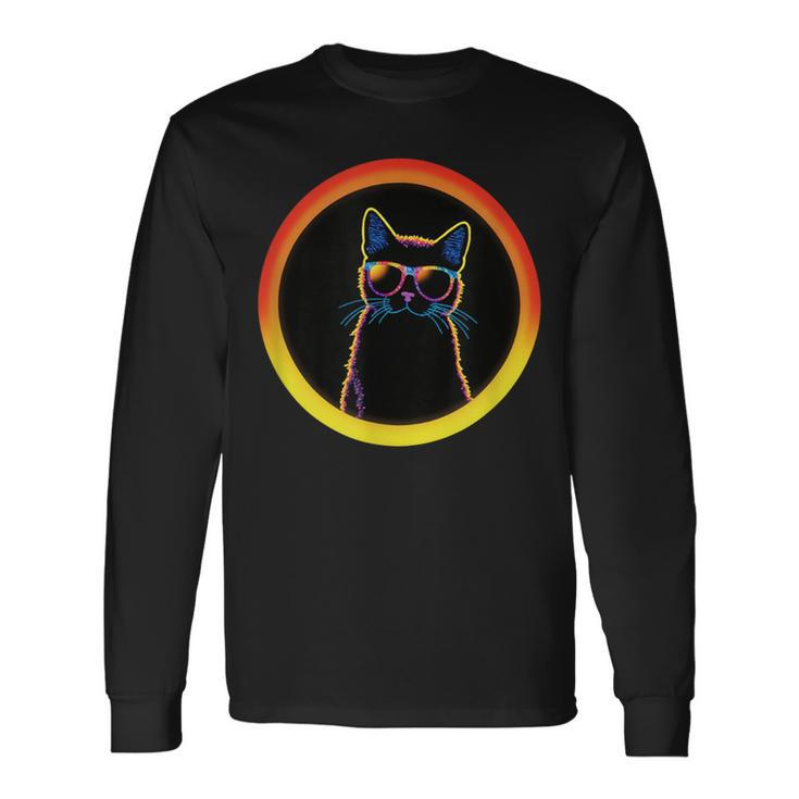 Cute And Cat Wearing Eclipse Glasses Long Sleeve T-Shirt