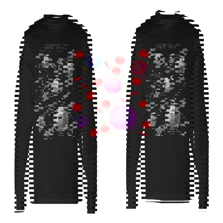 Cute White And Red Blood Cells Components Of Blood Long Sleeve T-Shirt