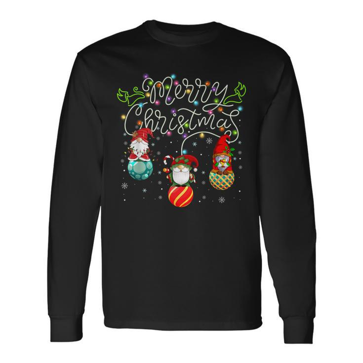 Cute Gnomes Merry Christmas Light Family Gnome Xmas Matching Long Sleeve T-Shirt