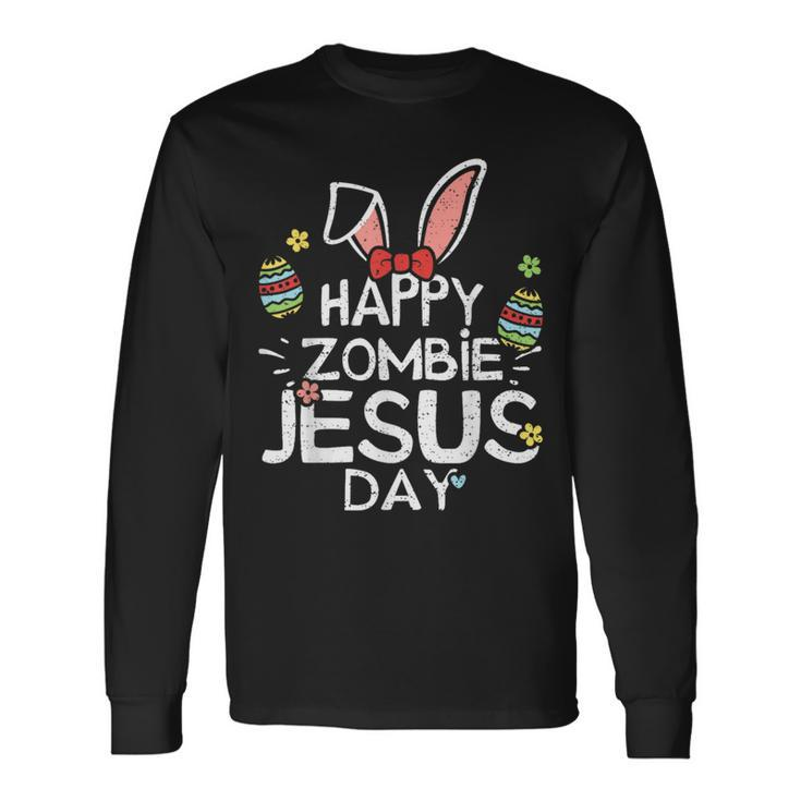 Cute Happy Zombie Jesus Day Easter Bunny For Women Long Sleeve T-Shirt