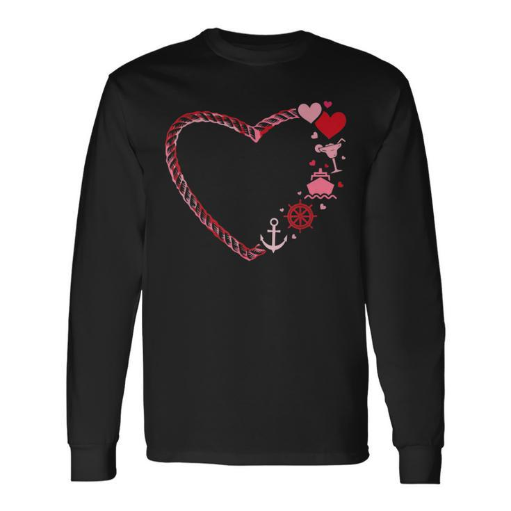 Cute Heart Cruise Valentines Day Family Cruise Vacation Long Sleeve T-Shirt