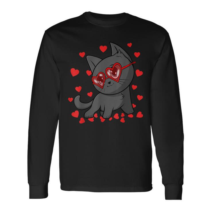 Cute Kitten Vday For Kitty Lovers Cat Valentines Day Long Sleeve T-Shirt