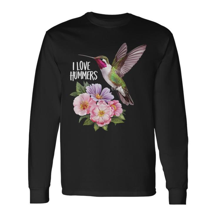 Cute I Love Hummers Colibri Hummingbird Retro Vintage Sunset Long Sleeve T-Shirt