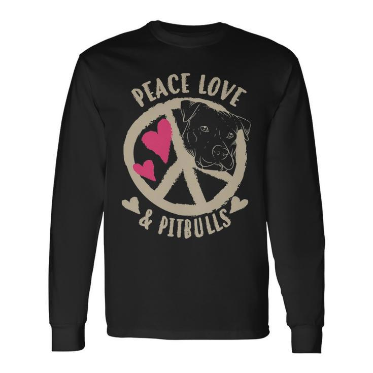 Cute Peace Love & Pitbulls Men And Women Long Sleeve T-Shirt