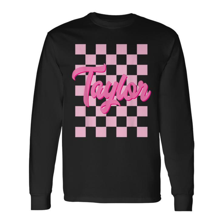 Cute Pink Taylor First Name Personalized Birthday Long Sleeve T-Shirt
