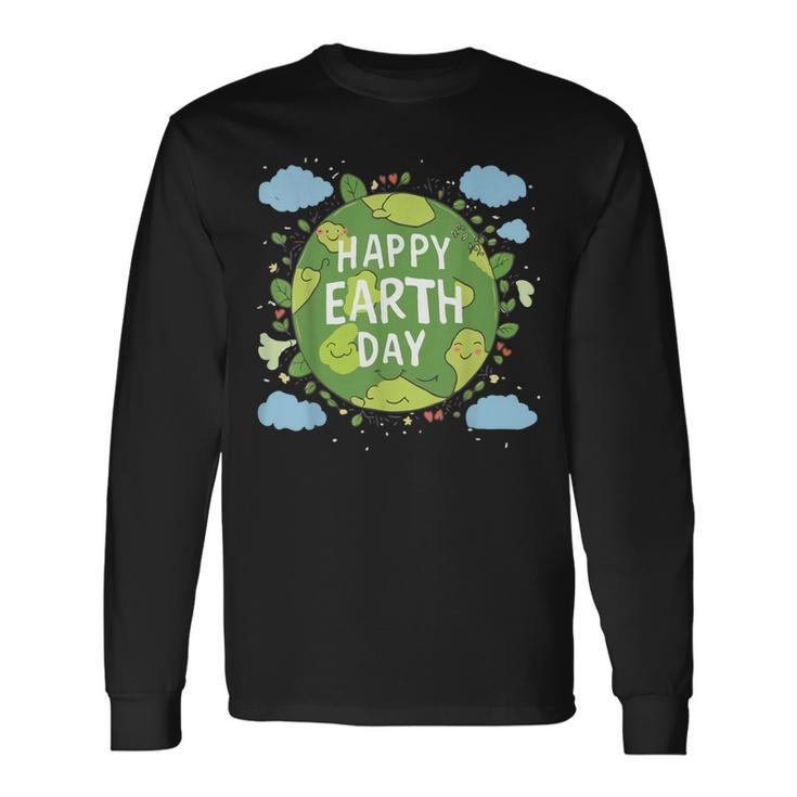 Cute Planet Earth Saying Happy Earth Day 2024 Long Sleeve T-Shirt