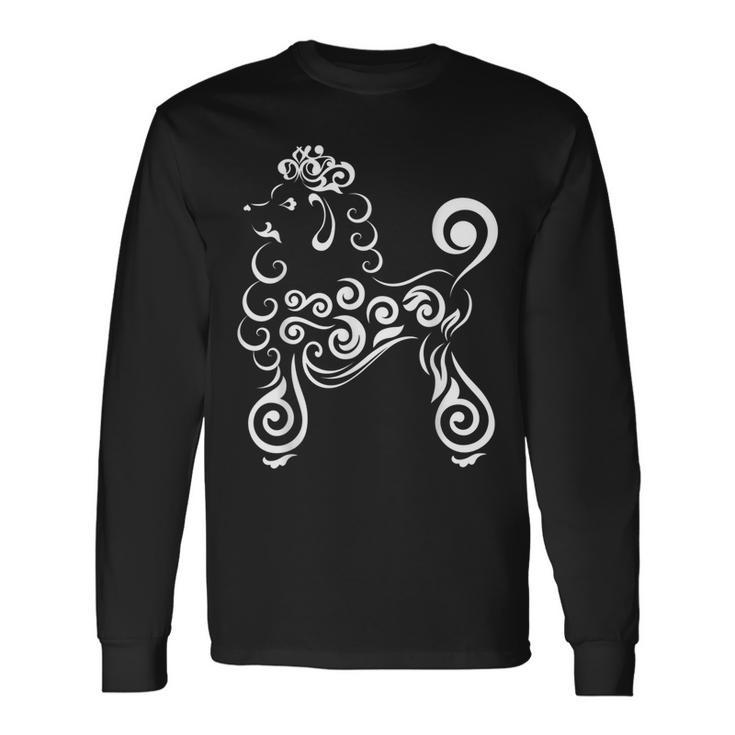 Cute Poodle Lace Artistic Pattern Long Sleeve T-Shirt