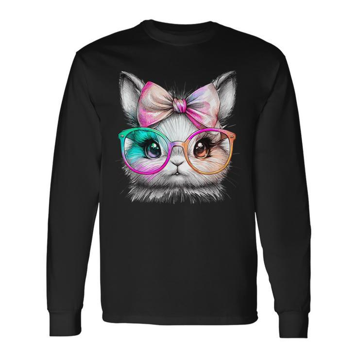 Cute Rabbit With Glasses Tie-Dye Easter Day Bunny Long Sleeve T-Shirt Gifts ideas