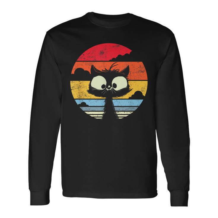 Cute Retro Vintage Cat Sunset Cats Vintage Langarmshirts Geschenkideen