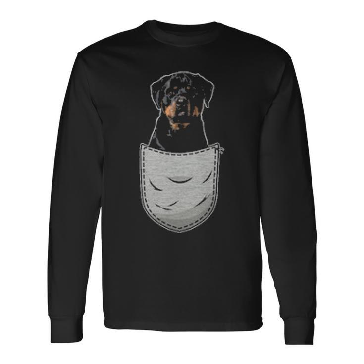 Cute Rottweiler Rott Rottie For Dog Lovers Pocket Owner Long Sleeve T-Shirt